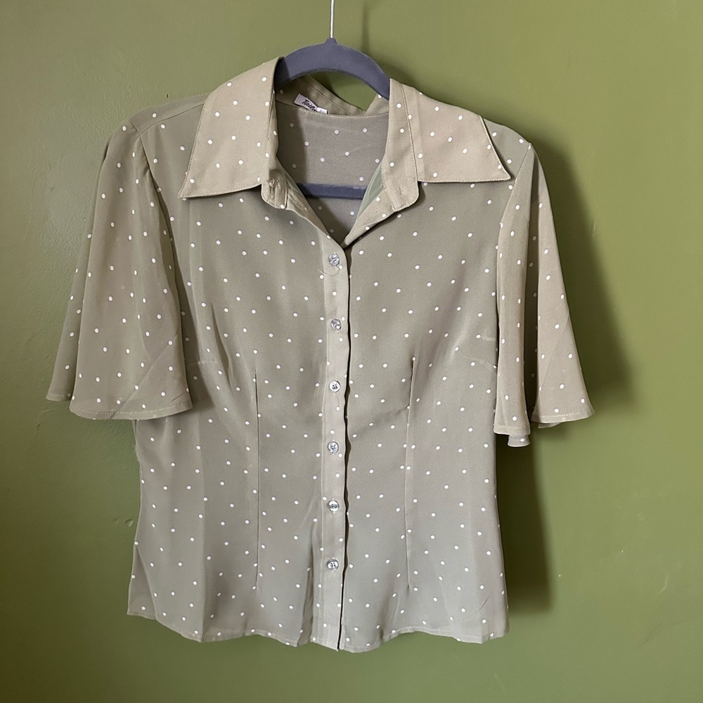Polka Dot Button-Up Blouse